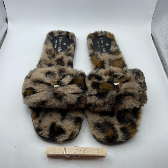 Kate Spade Sandy women’s  Furry Animal Print Slippers size 8 - Picture 3 of 10